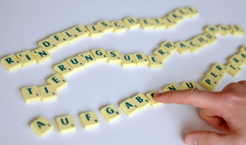 German wording in scrabble letters