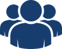 Three icons of people to represent "communities"