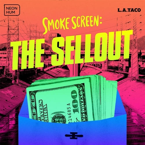 The neon-colored cover of "Smoke Screen" features an illustrated manila folder filled with cash