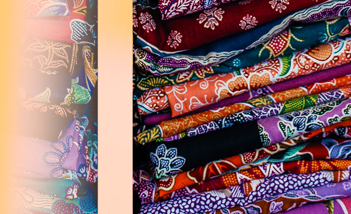 Stacks of colorful fabrics