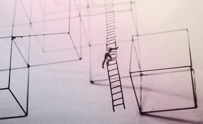 Figure climbing a ladder