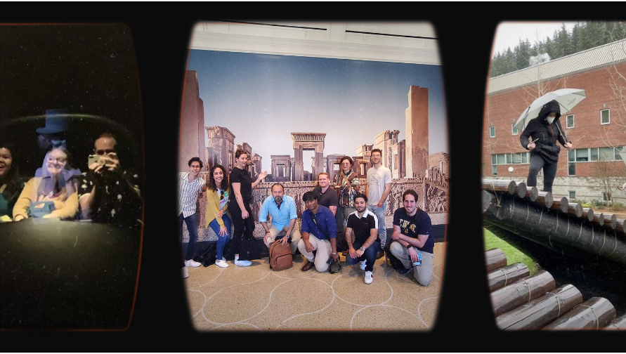 Film strip of three images showcasing UCI Humanities experiential learning