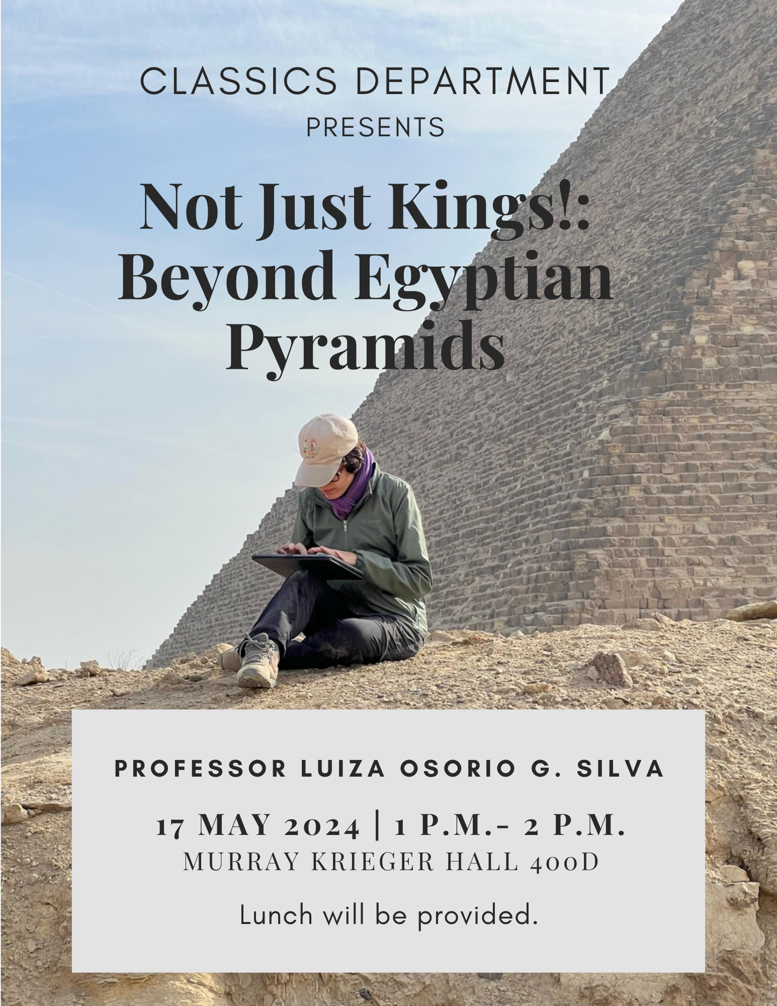 Classics event on May 17 at 1 pm in MKH 400D with Professor Luiza Osorio G. Silva
