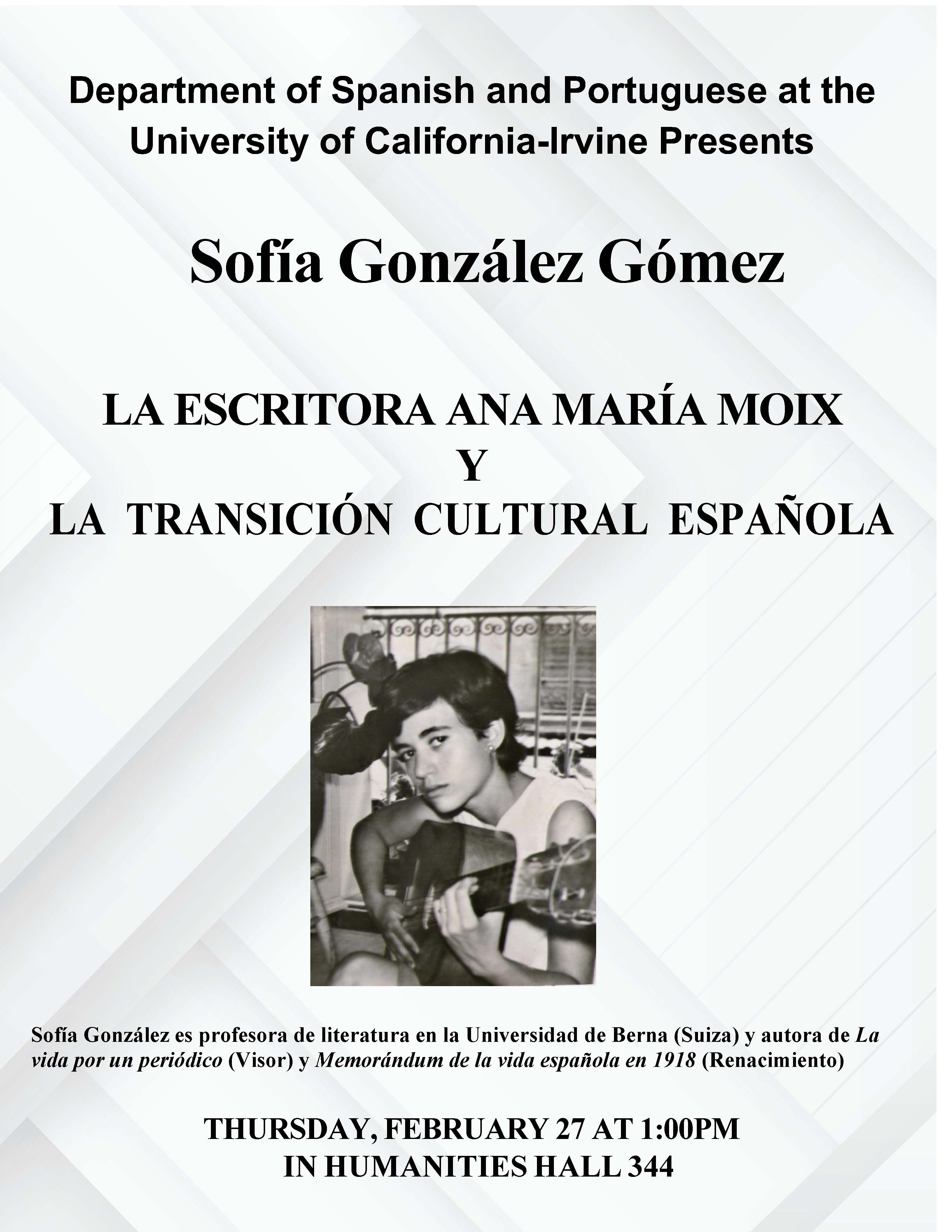 Sofía Gonzalez talk on February 27th at 1pm in HH 344