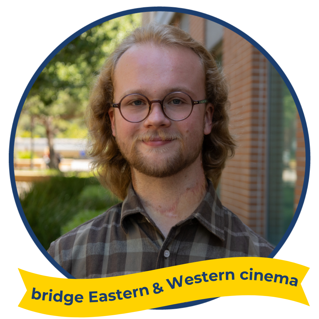 A photo of Blanchard “Rollins” Benson with text reading: bridge Eastern & Western cinema