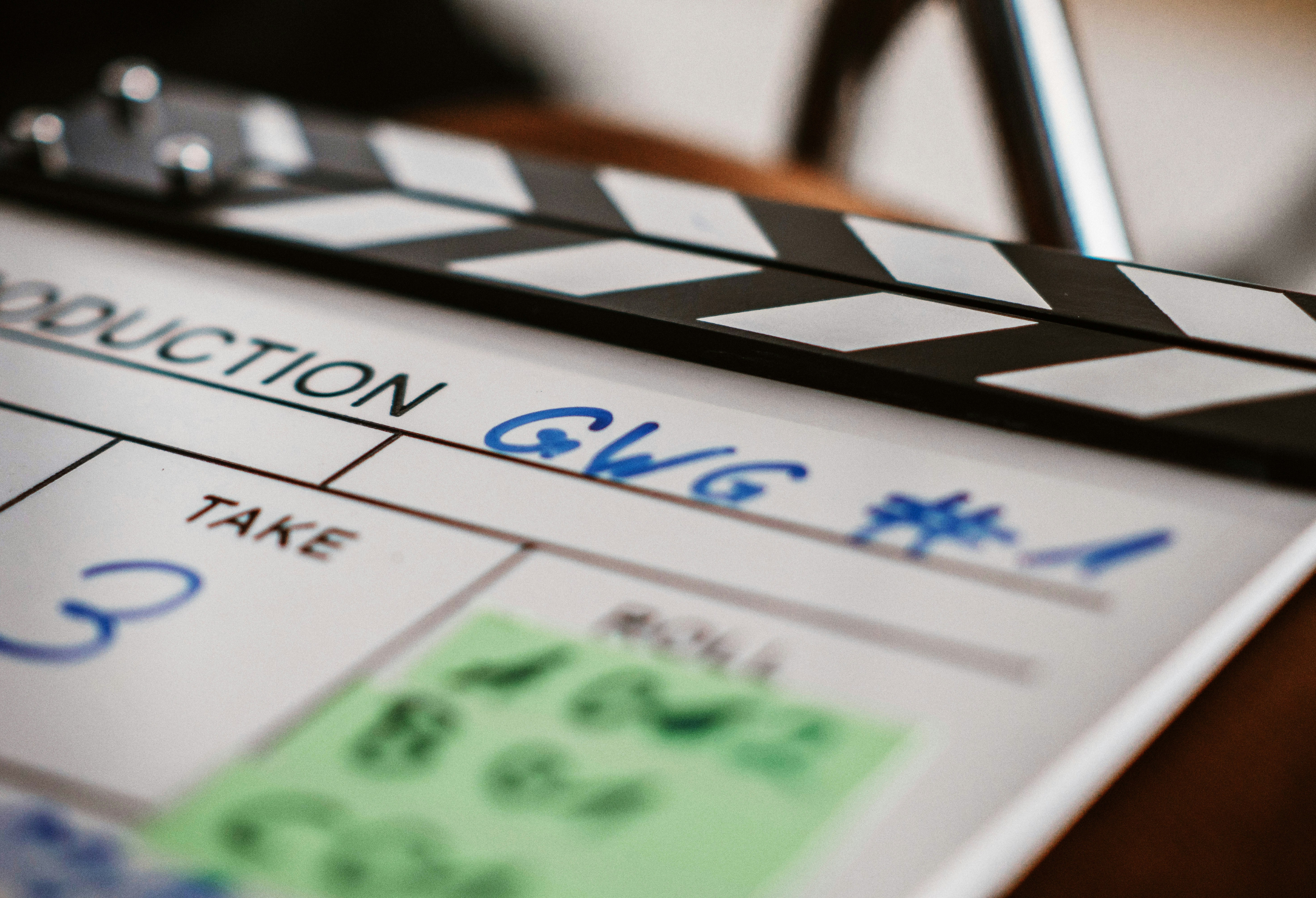 A closeup picture of a clapper slate