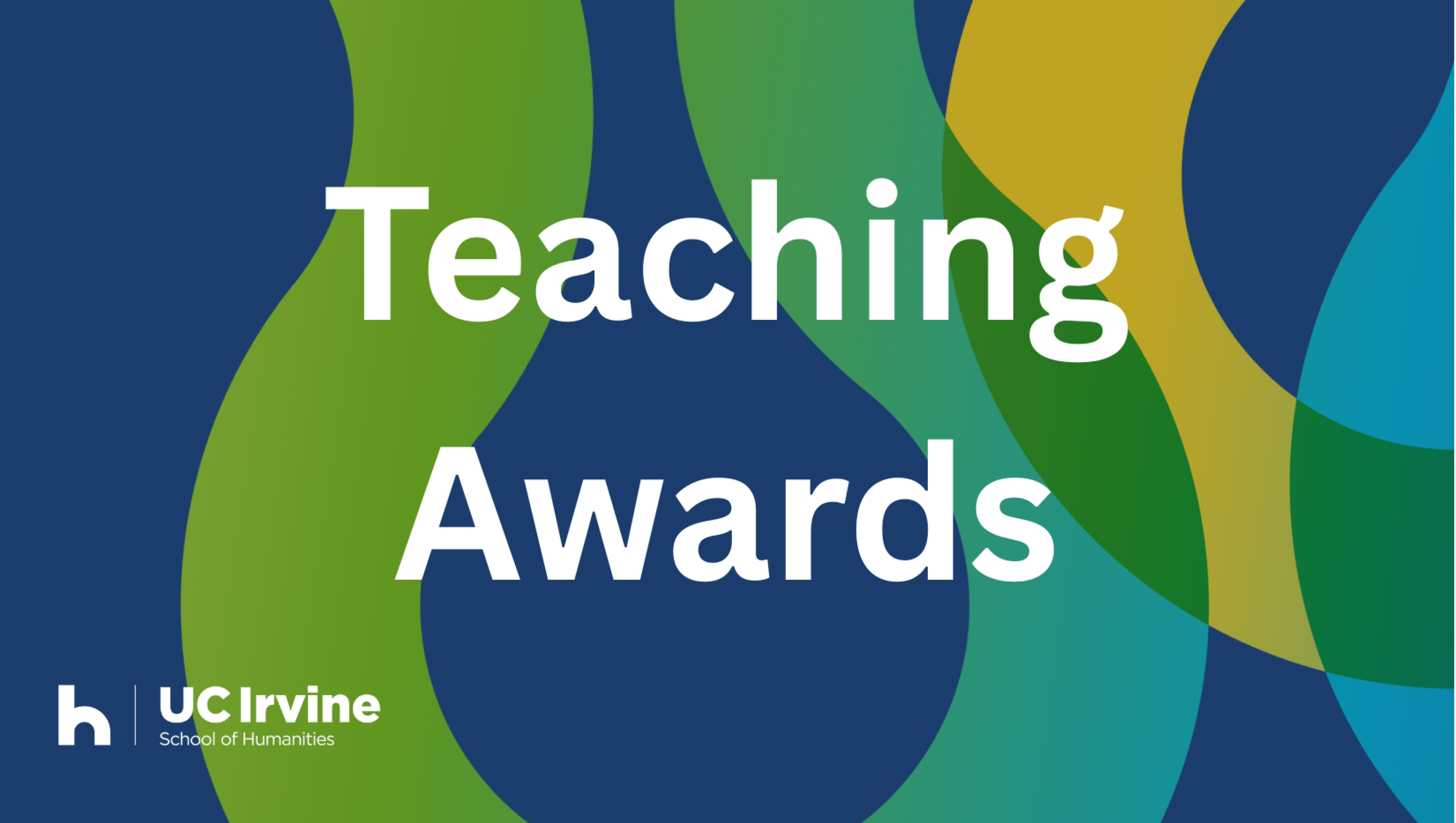 "Teaching Awards" on top of a blue, green and yellow background.