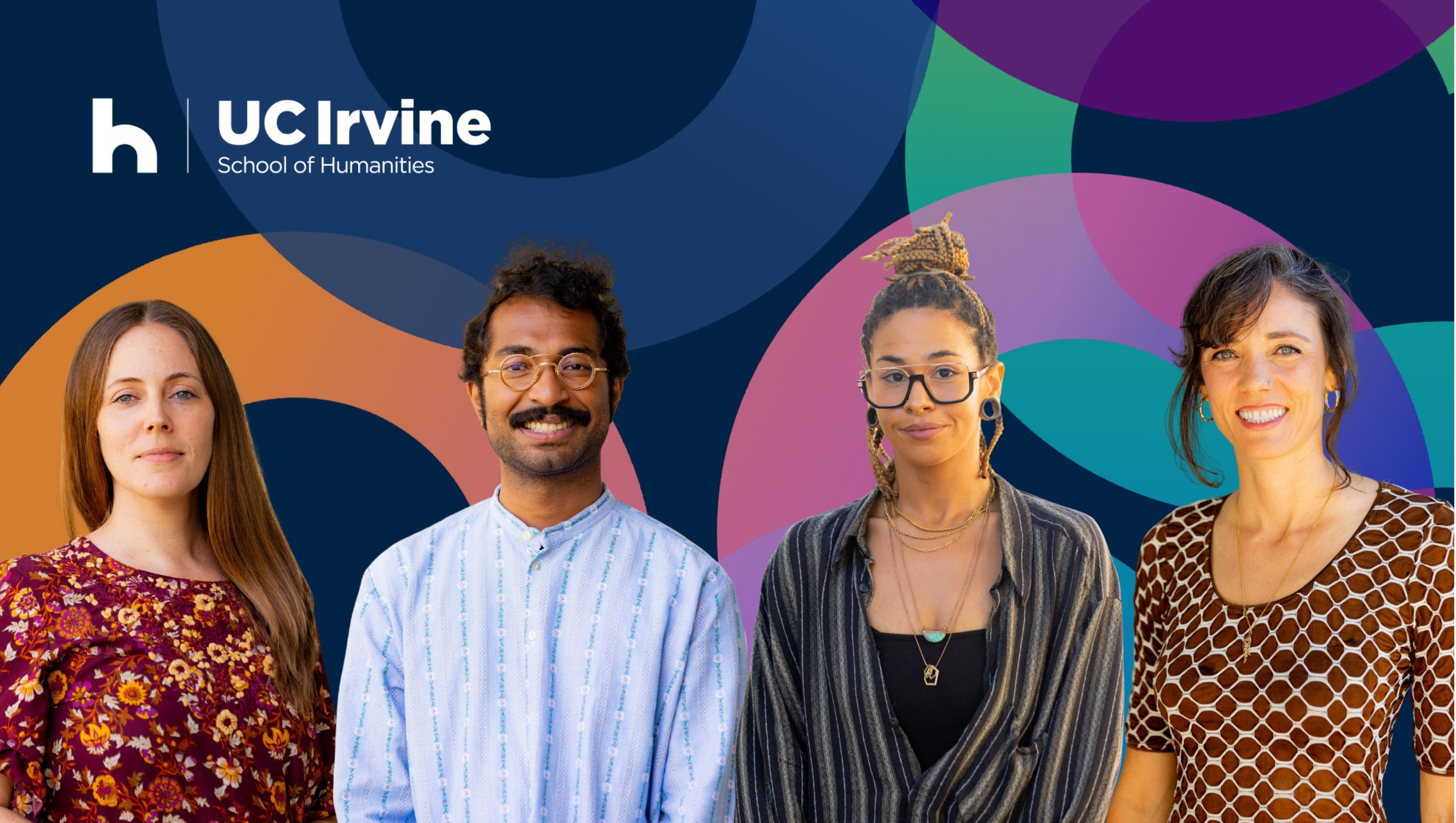 Nicole Hughes, Prashanth Kamalakanthan, Taija Mars McDougall and Margaux Fitoussi against a colorful background.