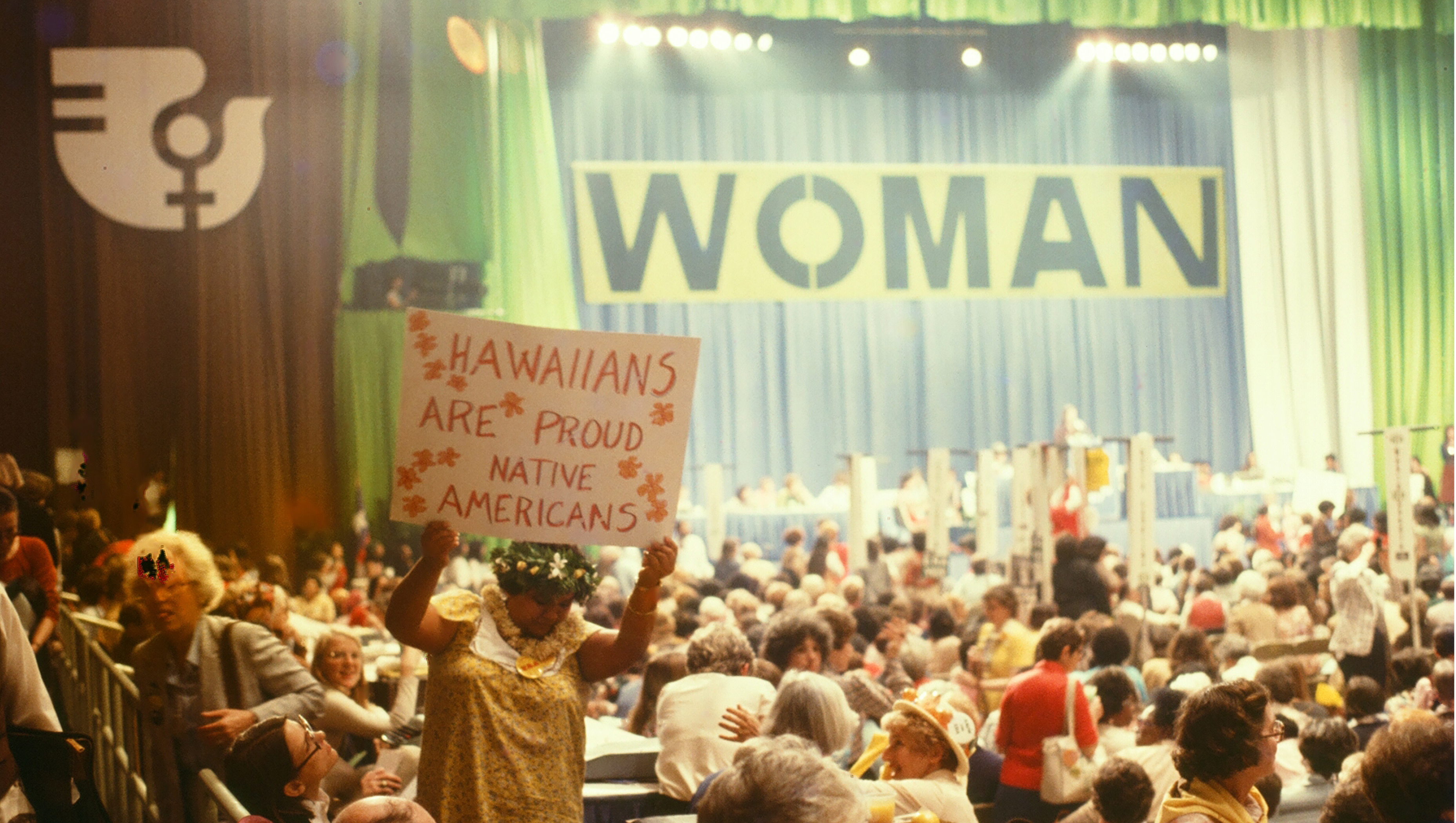 A view of the convention and an assertion of Indigenous rights.  Personal photograph. Permission granted by Gregoria Baty Smith.