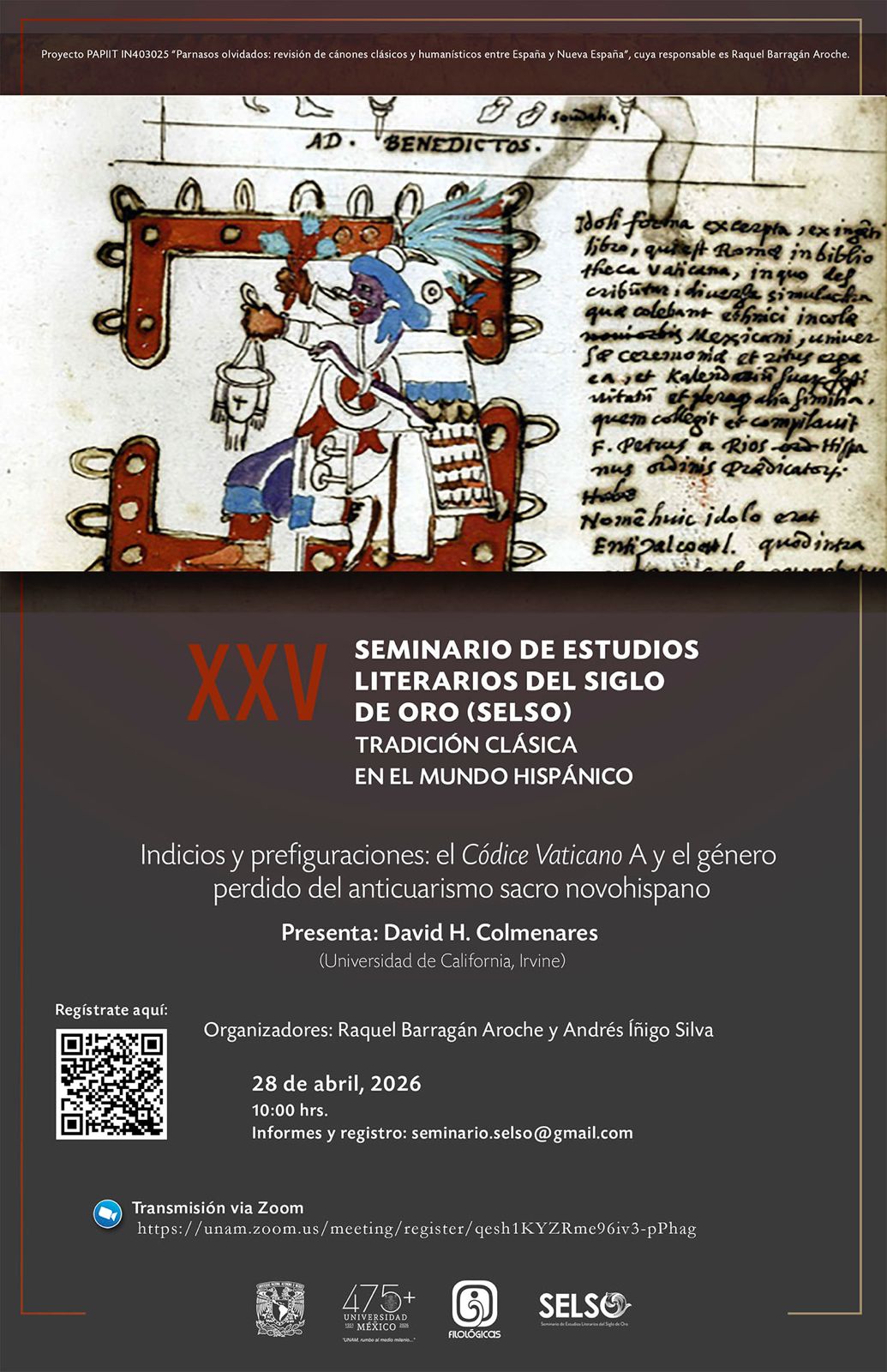 Poster for David Colmenares' Lecture