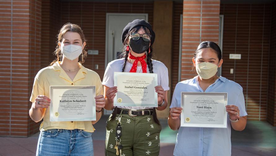 Graduate Feminist Emphasis students completing their certifications for 2022