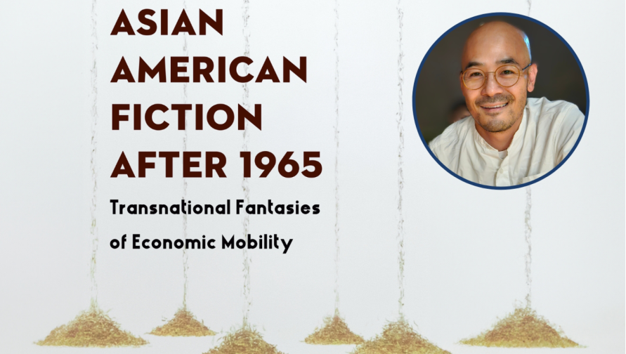 An edited image of Christopher T. Fan’s book, Asian American Fiction After 1965, and a headshot of Christopher T. Fan