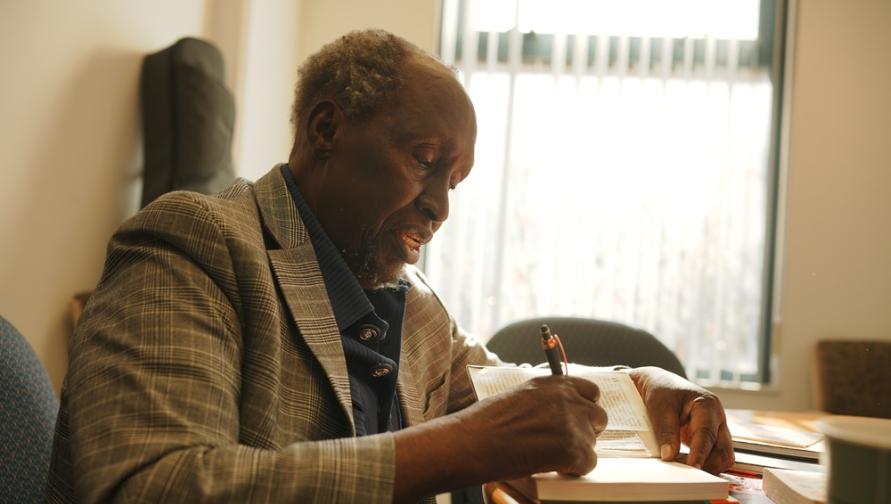 Ngugi wa Thiong'o, c. March 13, 2024, image courtesy of Heran Li, Comparative Literature major