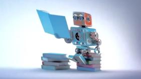 Robot reading a book