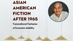 An edited image of Christopher T. Fan’s book, Asian American Fiction After 1965, and a headshot of Christopher T. Fan