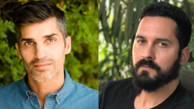 Side by side portraits of two poets