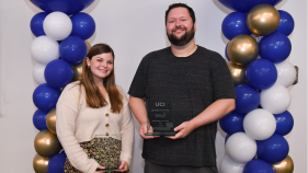 A photo of Tagert Ellis and Megan Cole after they received their awards