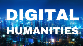 text, "digital humanities" with city background