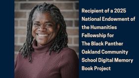 Black woman in brown turtleneck with article title