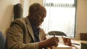 Ngugi wa Thiong'o, c. March 13, 2024, image courtesy of Heran Li, Comparative Literature major