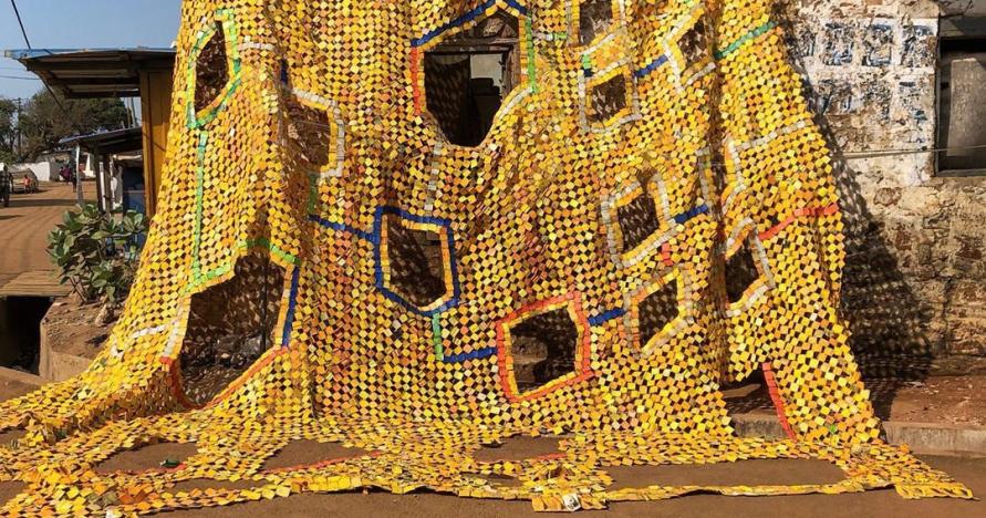 Installation by Serge Attukwei Clottey. Photo by Nana Osei. Courtesy of Simchowitz Gallery.