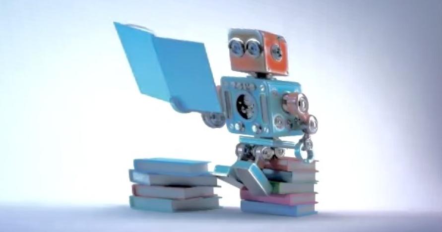 Robot reading a book