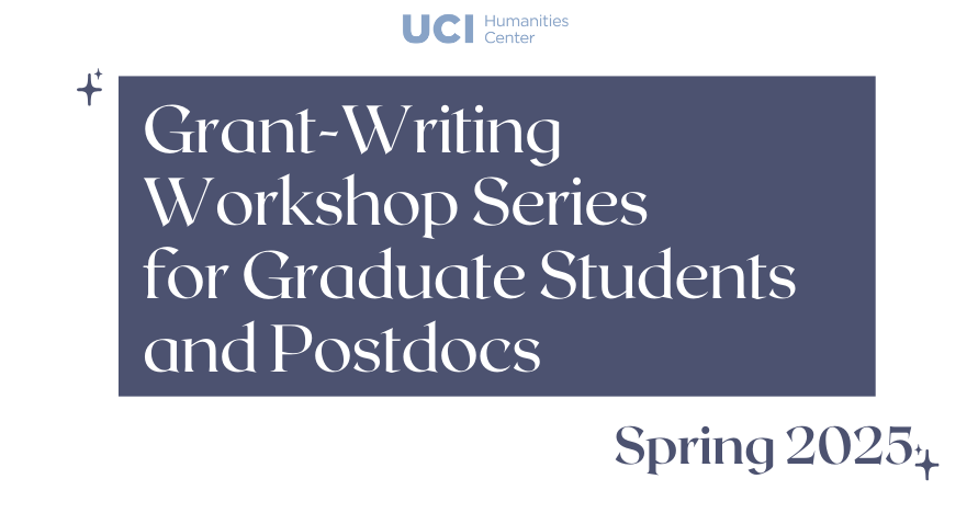 white banner with purple inset box with text, Grant-Writing Workshop Series for Graduate Students and Postdocs