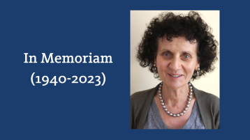 Headshot of Vivian Folkenflik with in memoriam text