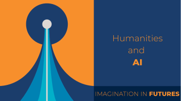 the Imagination in Futures banner is to the left with the title of the article "Humanities in AI" on the right