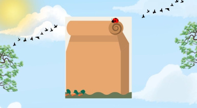 Brown Bag on Blue Sky with Birds