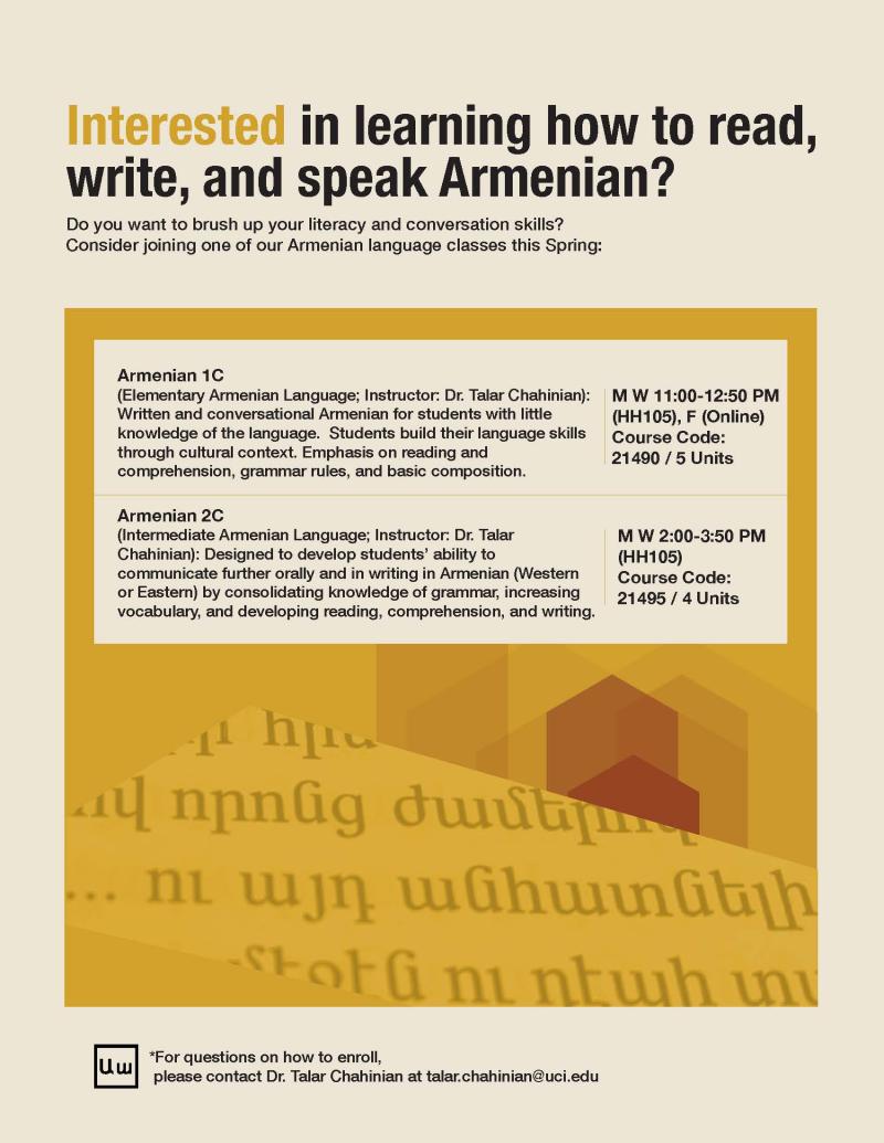 Armenian Language Classes - Spring 2022