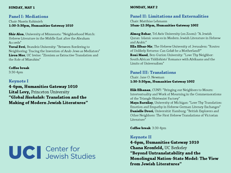 Jewish Literatures Conference program