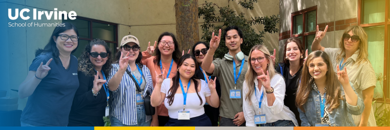 UC Irvine Communication staff, text reading: UC Irvine School of Humanities