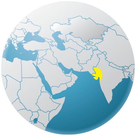 Globe with Gujarat, India selected