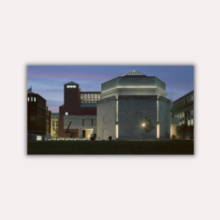 Museum exterior at night