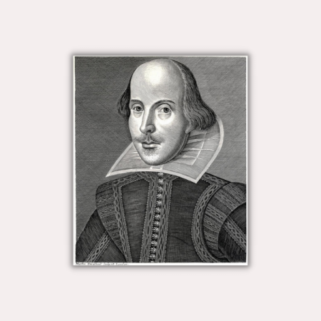 Black-and-white illustration of Shakespeare