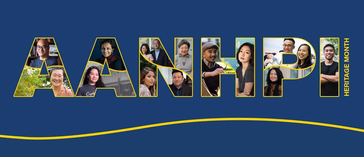 An enlarged "AANHPI" acronym contains portraits of UCI's AANHPI community members