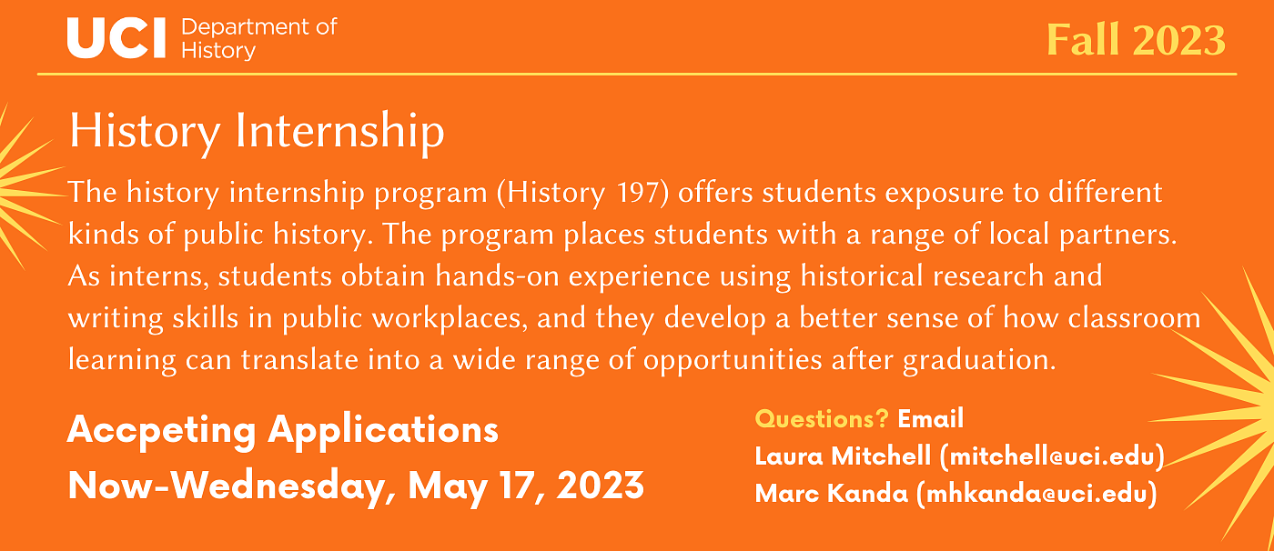 Apply to UCI History Internship Fall 2023