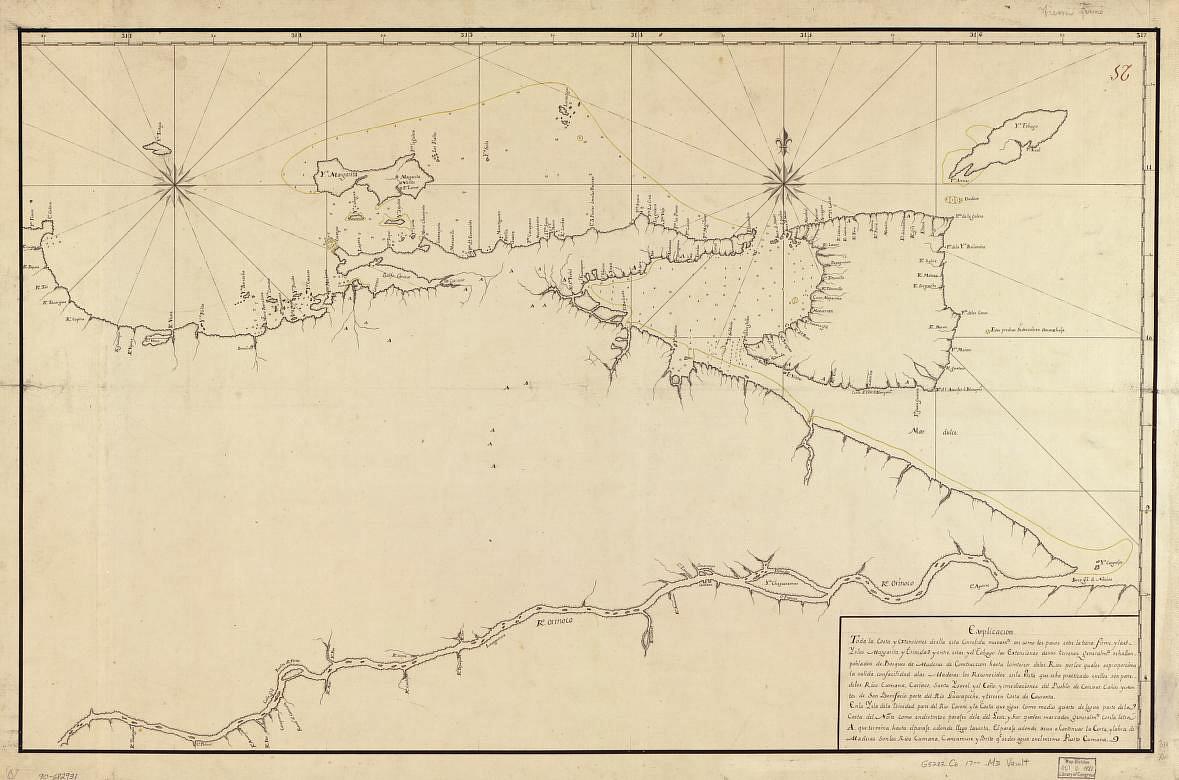 map of Venezuela coastline in 1700s