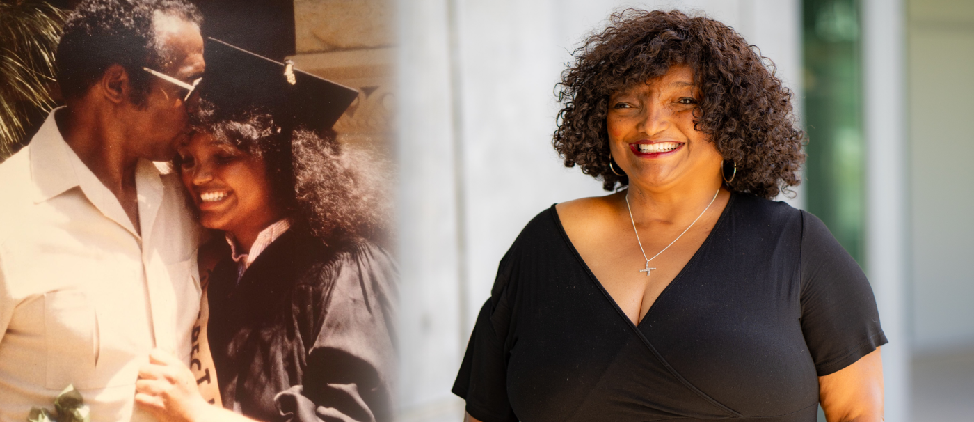Professor Bambi Haggins as a student and as a professor