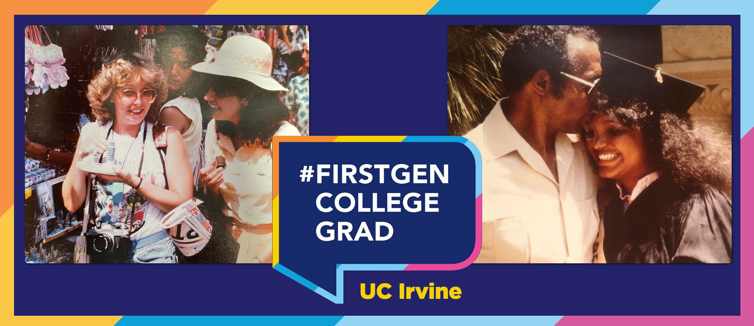 An edited photo of In Summer 2023, School of Humanities first-generation students interviewed first-gen faculty to learn about their experiences and the different professional and personal paths they traveled on their way to UCI.