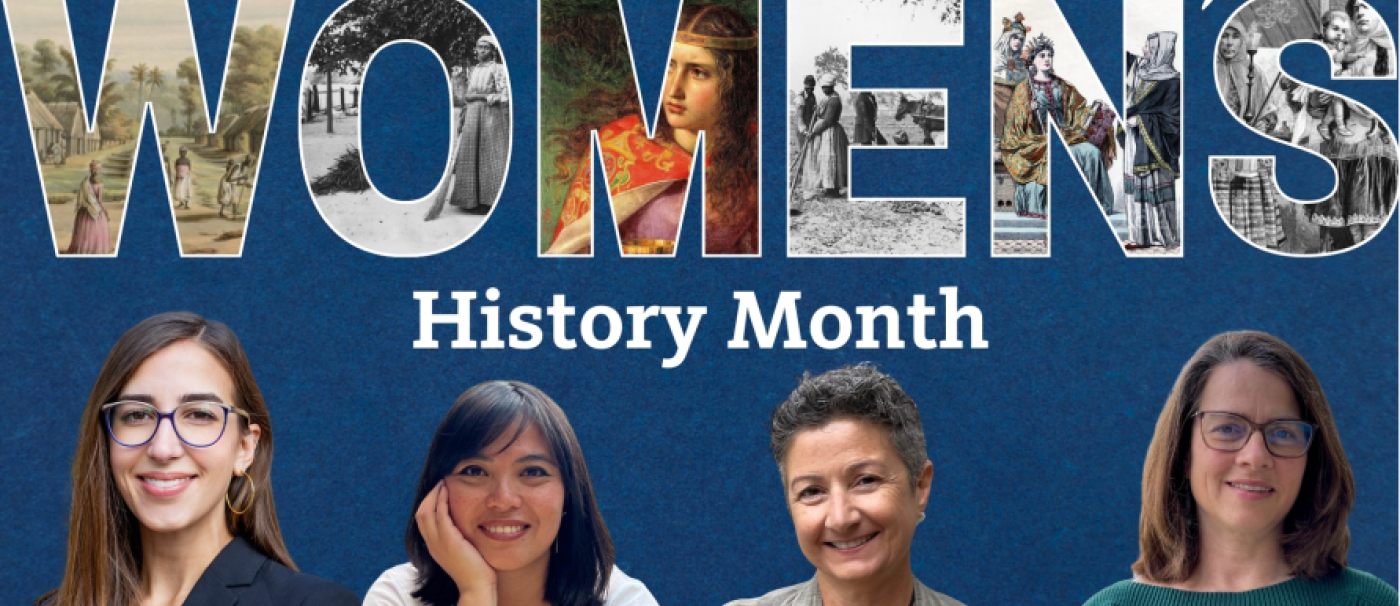 Four History faculty's image under the title "Women's History Month"