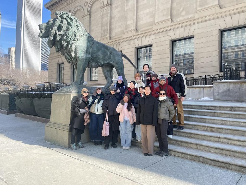 AH 197 class standing outside of Chicago Art Insitute