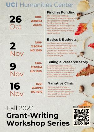 Fall 2023 UCI Humanities Center Grant-Writing Workshops