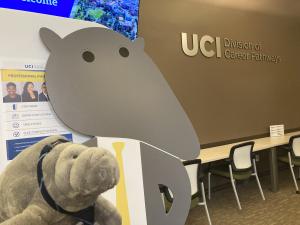 Hugh Manatee stuffed animal at the UCI Division of Career Pathways