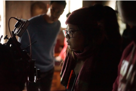 Roxy Shih on a film set