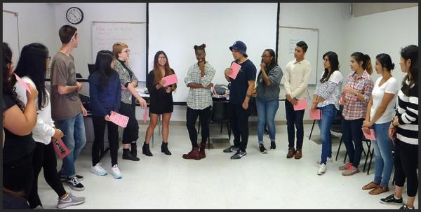 Students gathered in a half-circle