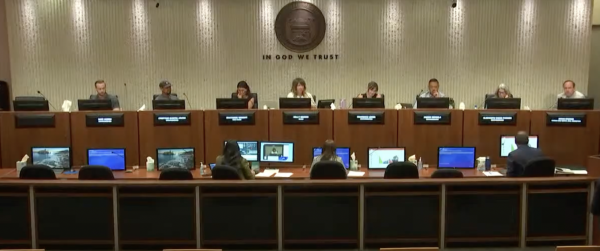 Kelly Brown and others at a Costa Mesa City Council Meeting