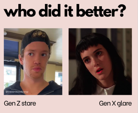 Gen Z stare vs Gen X glare