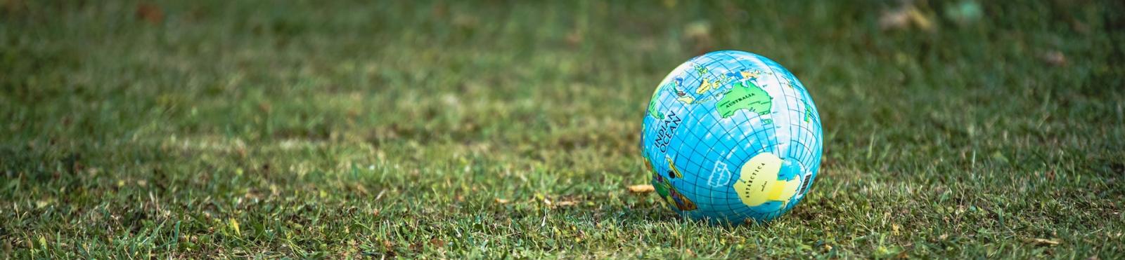 ball with globe sitting on grass